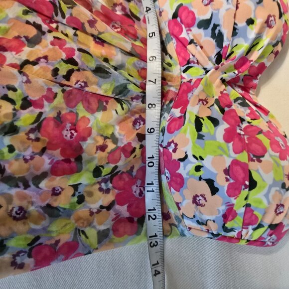 *Kona Sol* Tankini Top Women's Small - Multi Floral Print Padded Spaghetti Strap - Picture 2 of 5